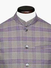Khaki Wool Checkered Waistcoat