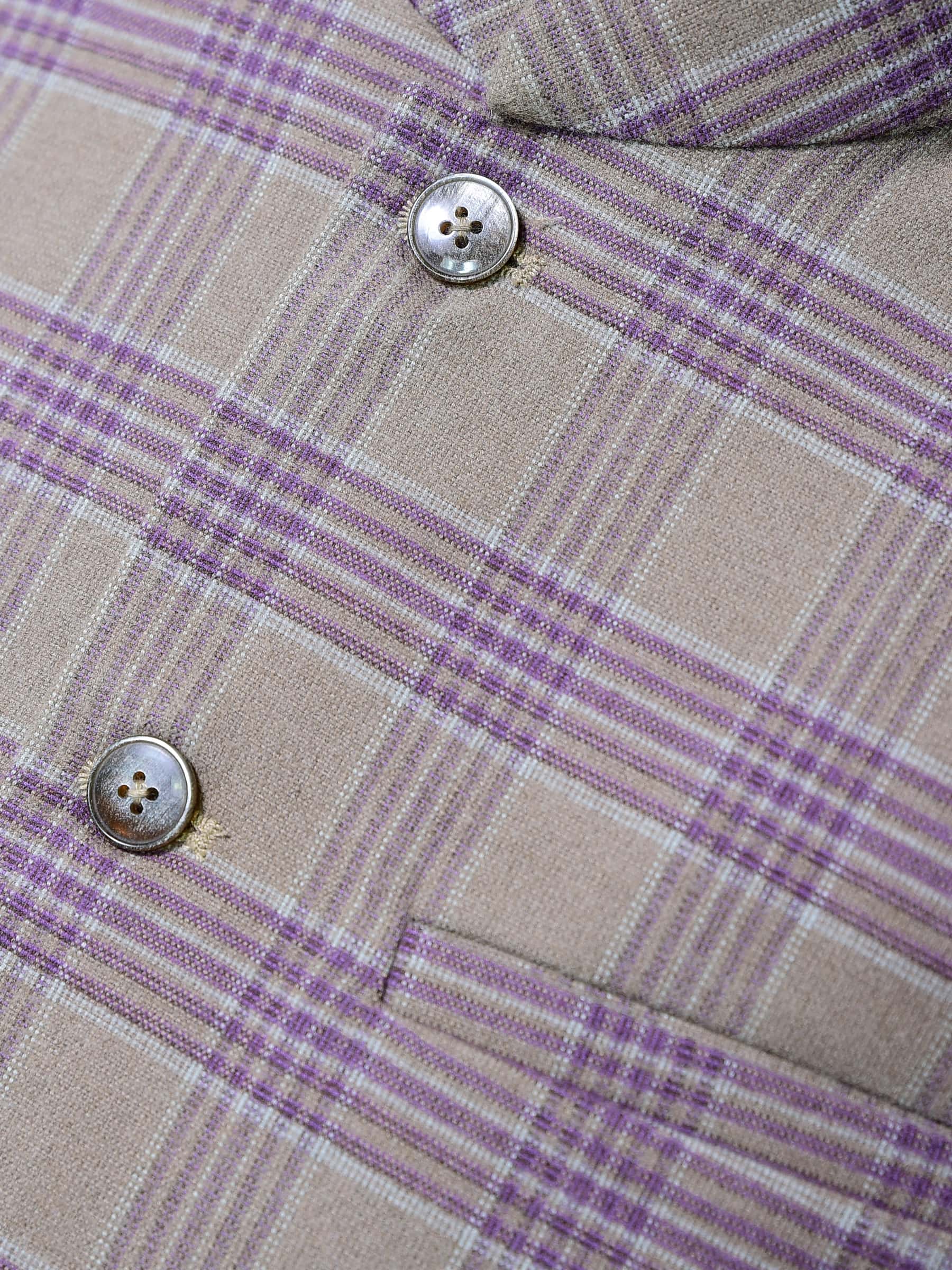 Khaki Wool Checkered Waistcoat