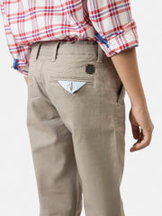 Khaki Casual Chino With Back Detailing