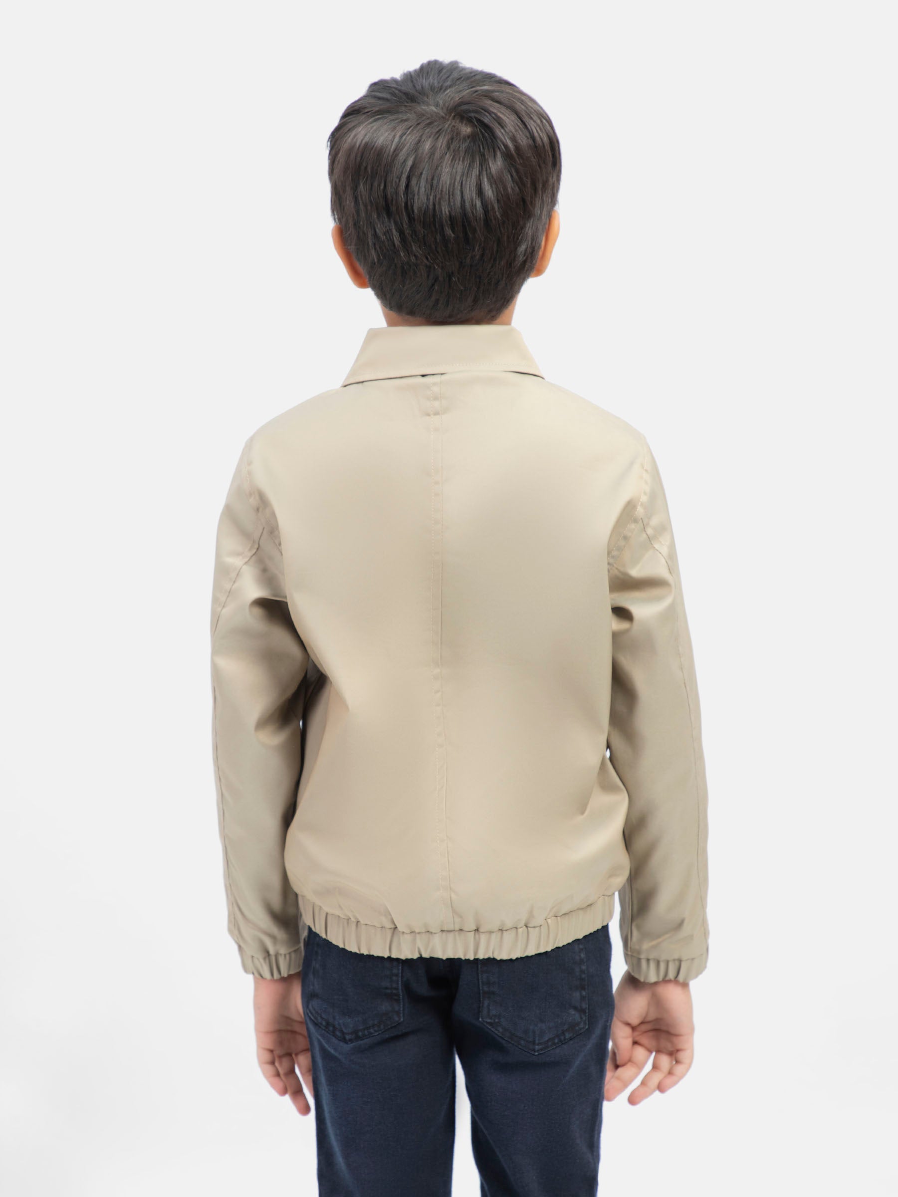 Khaki Cotton Twill Casual Collar Jacket