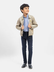 Khaki Cotton Twill Casual Collar Jacket