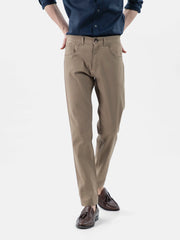 Khaki Dobby Structured Five Pocket Trouser