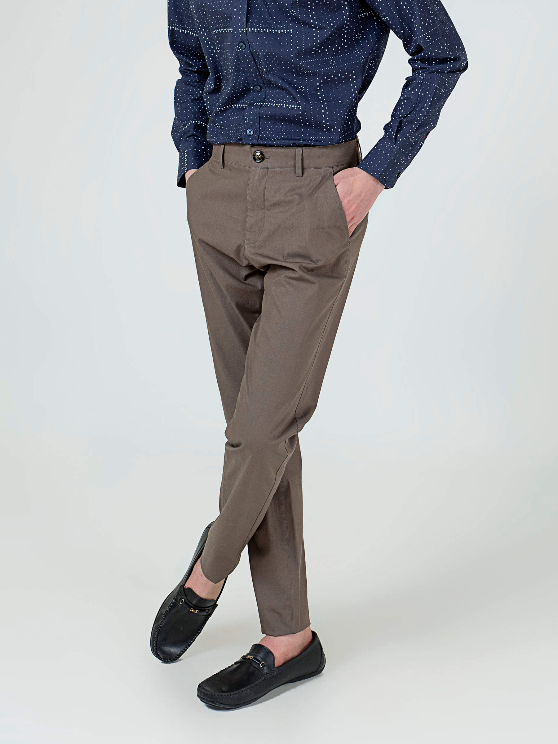 Khaki Satin Slimfit Chino