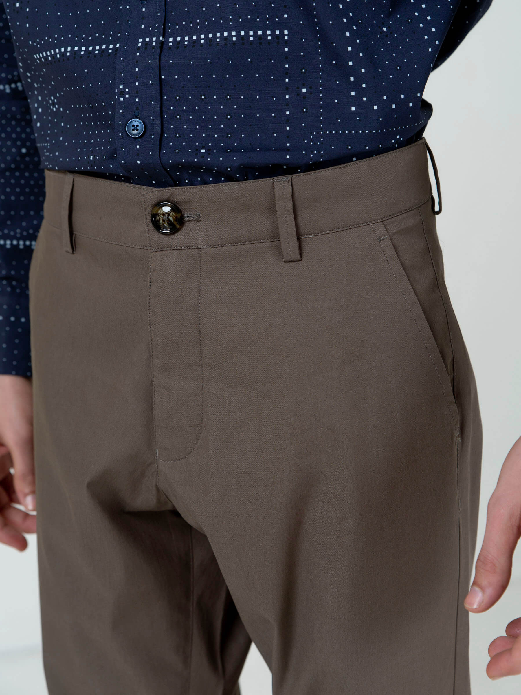 Khaki Satin Slimfit Chino