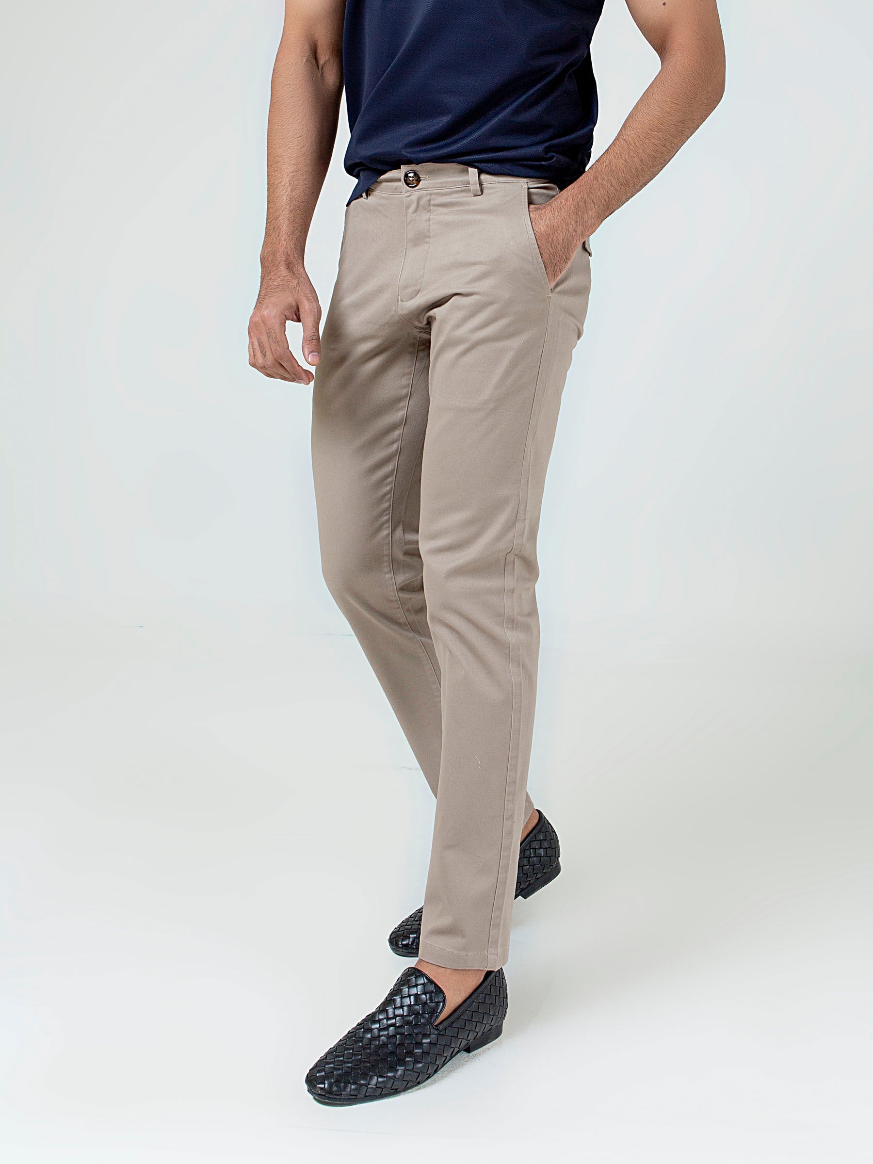Khaki Slimfit Chino With Gurkha Style Buttons