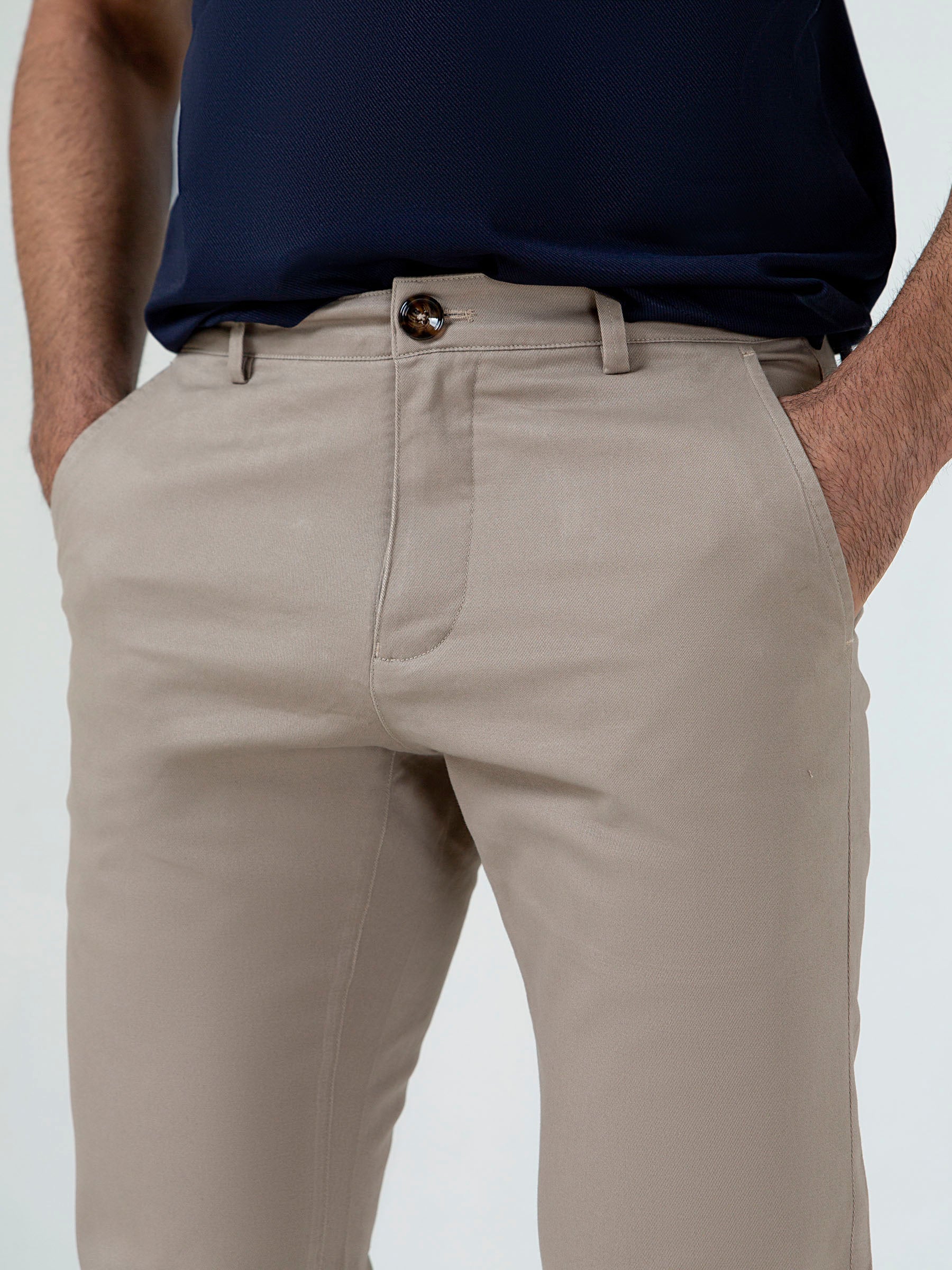 Khaki Slimfit Chino With Gurkha Style Buttons