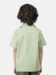 Lemon Printed Cuban Collar Half Sleeve Casual Shirt