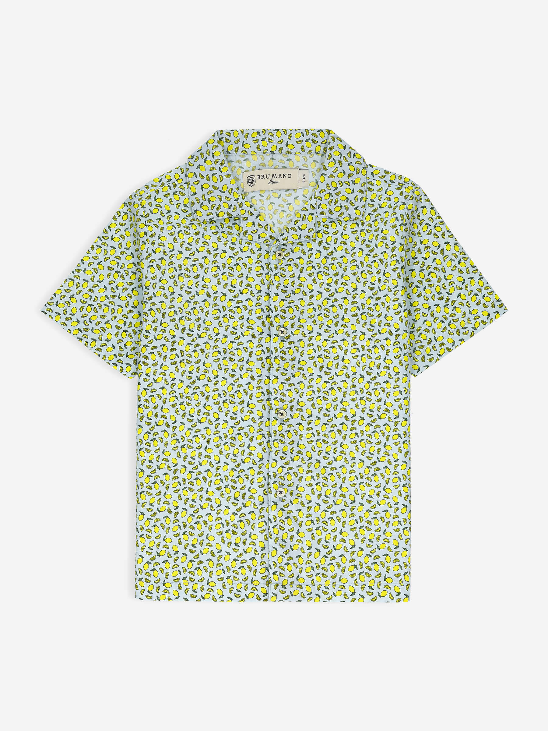 Lemon Printed Cuban Collar Half Sleeve Casual Shirt