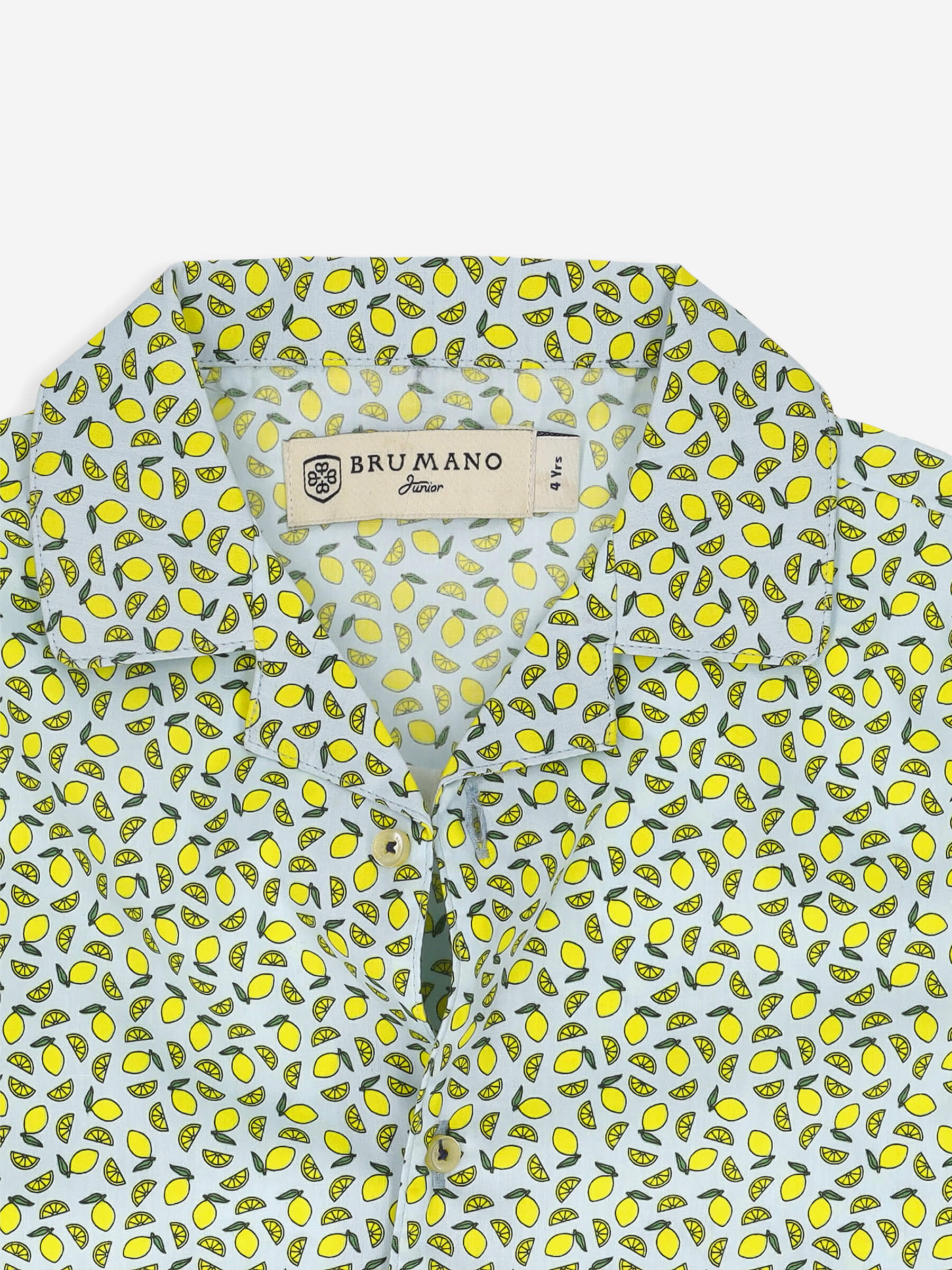 Lemon Printed Cuban Collar Half Sleeve Casual Shirt