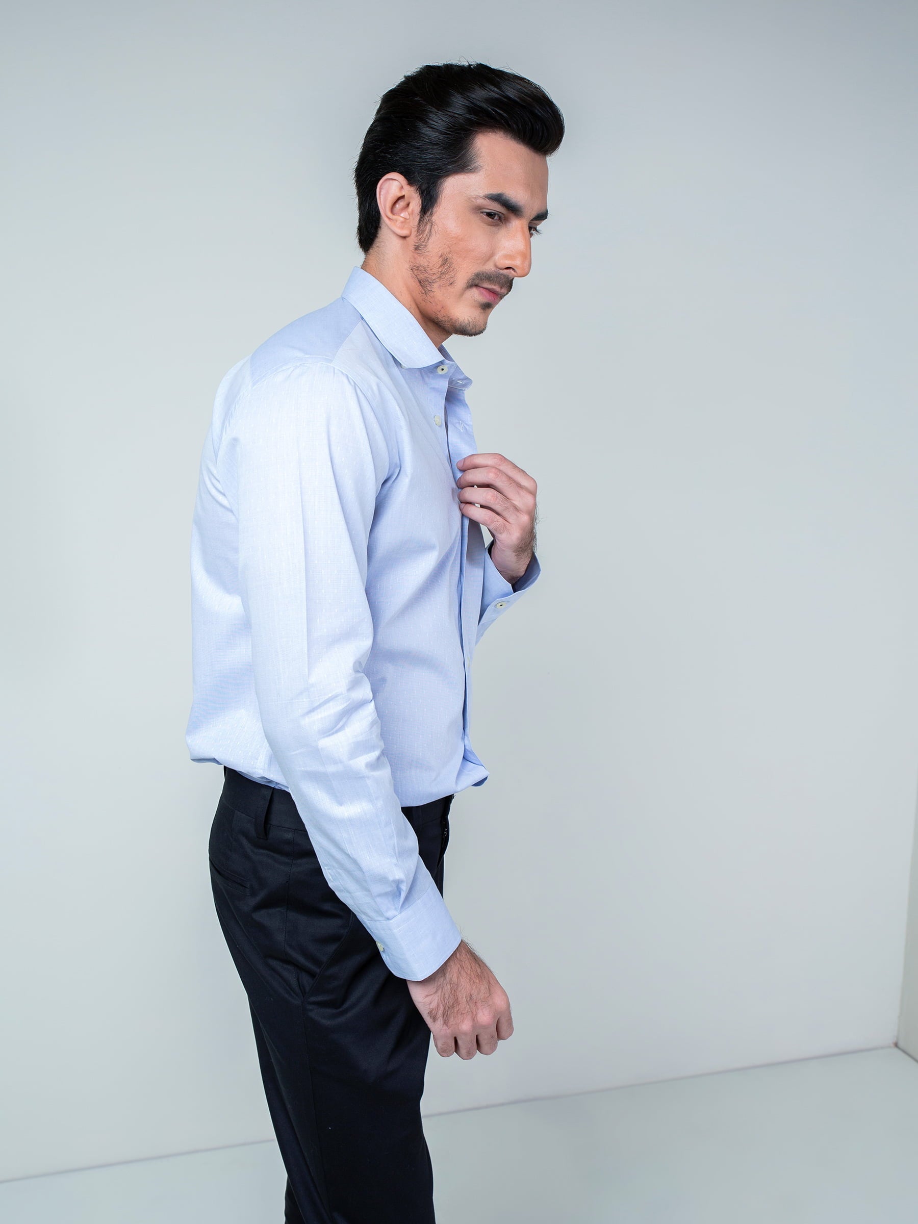 Light Blue Dobby Shirt