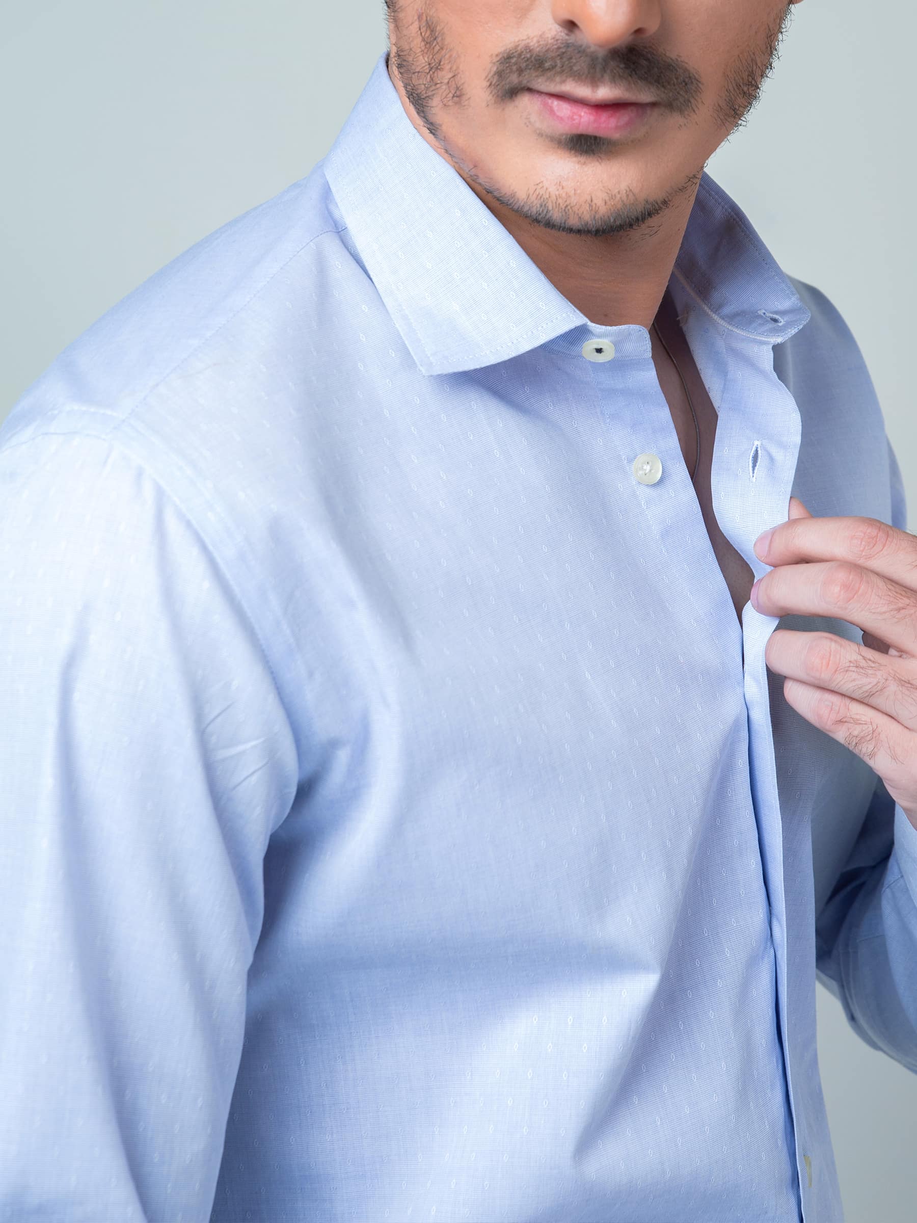 Light Blue Dobby Shirt
