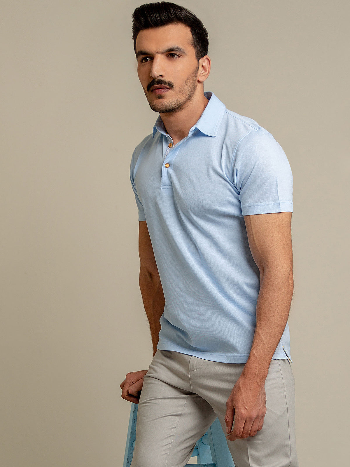 Light Blue Pique Mercerized Polo