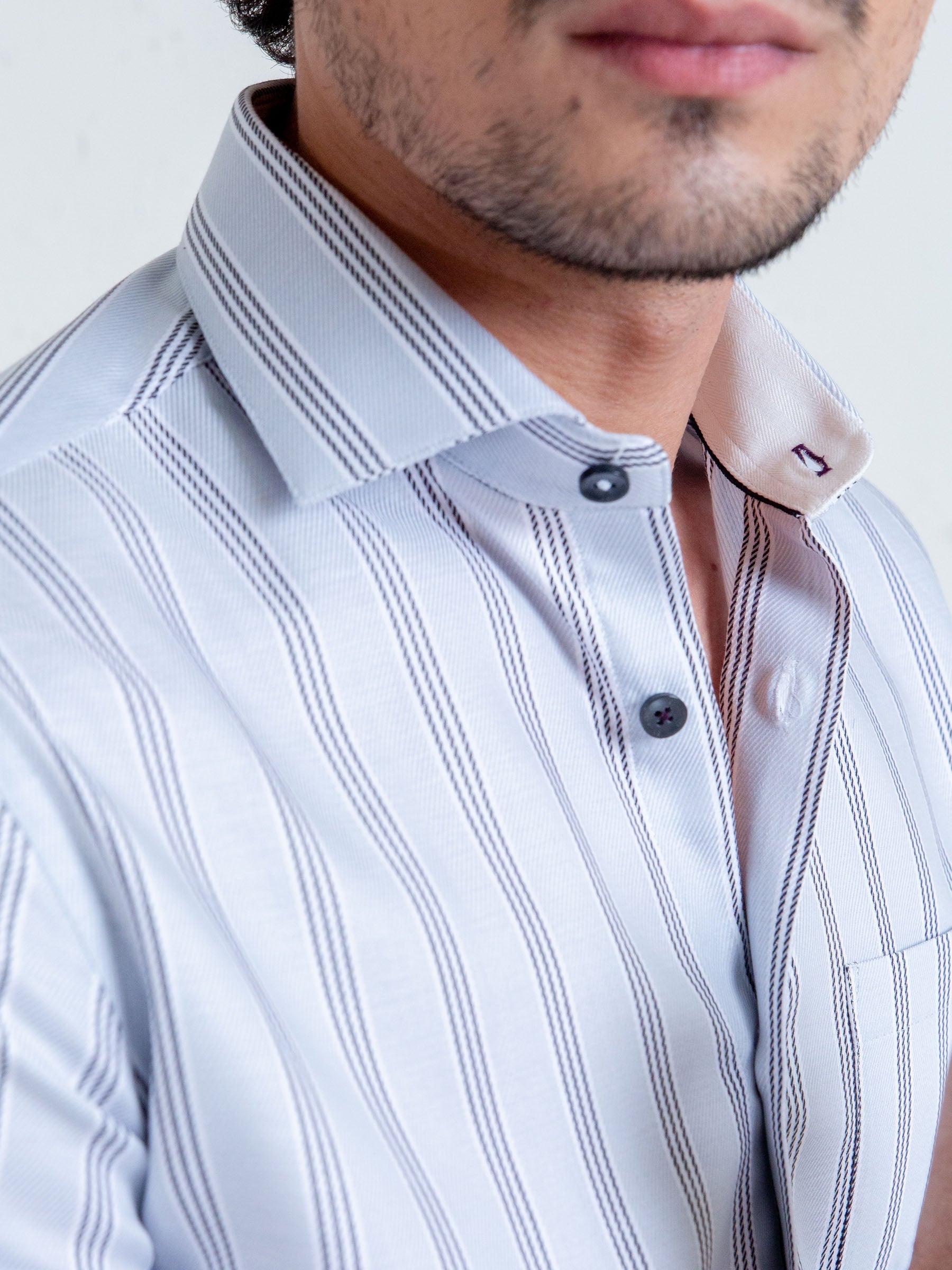 Light Grey & Black Striped Shirt