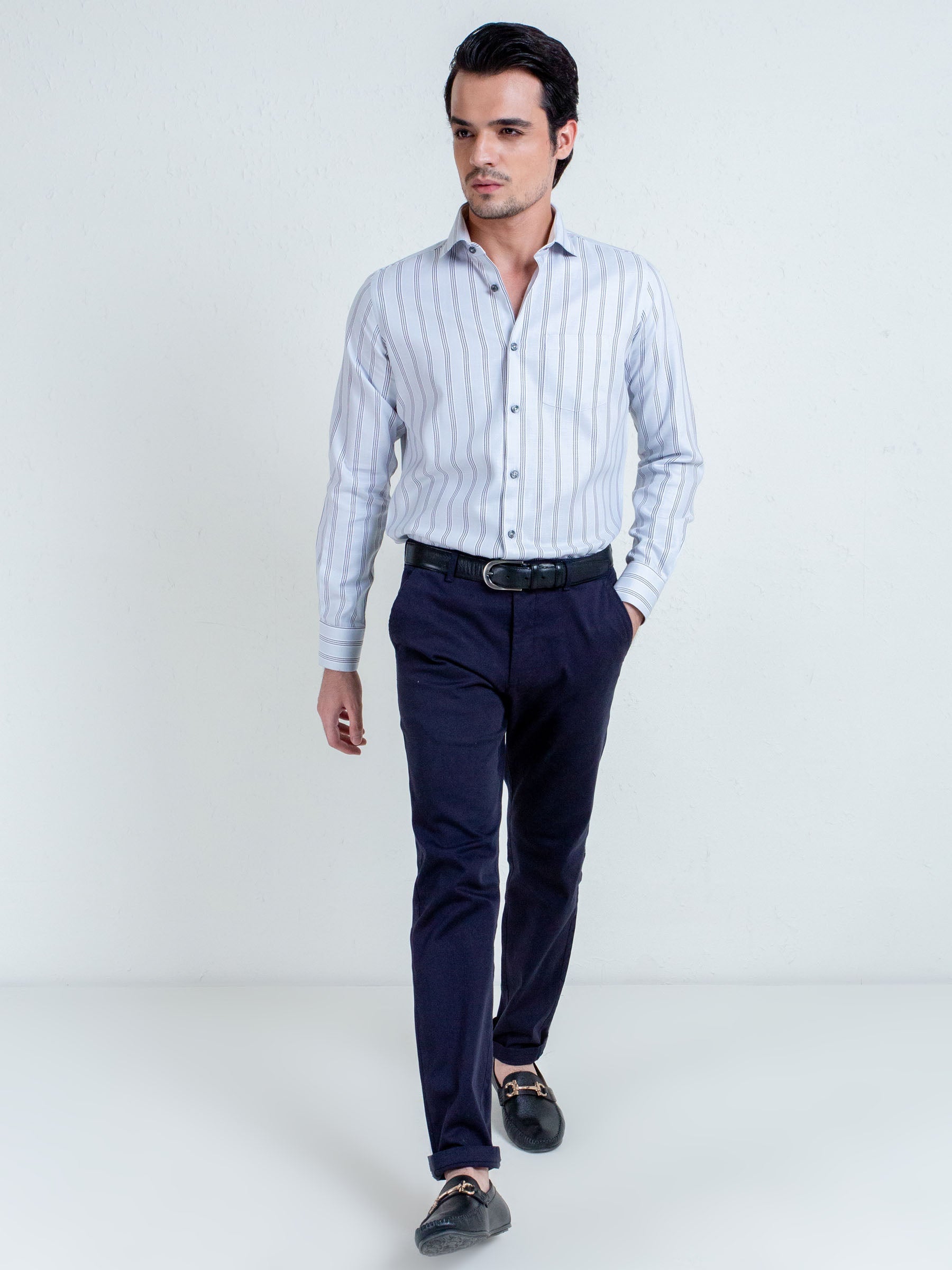 Light Grey & Black Striped Shirt