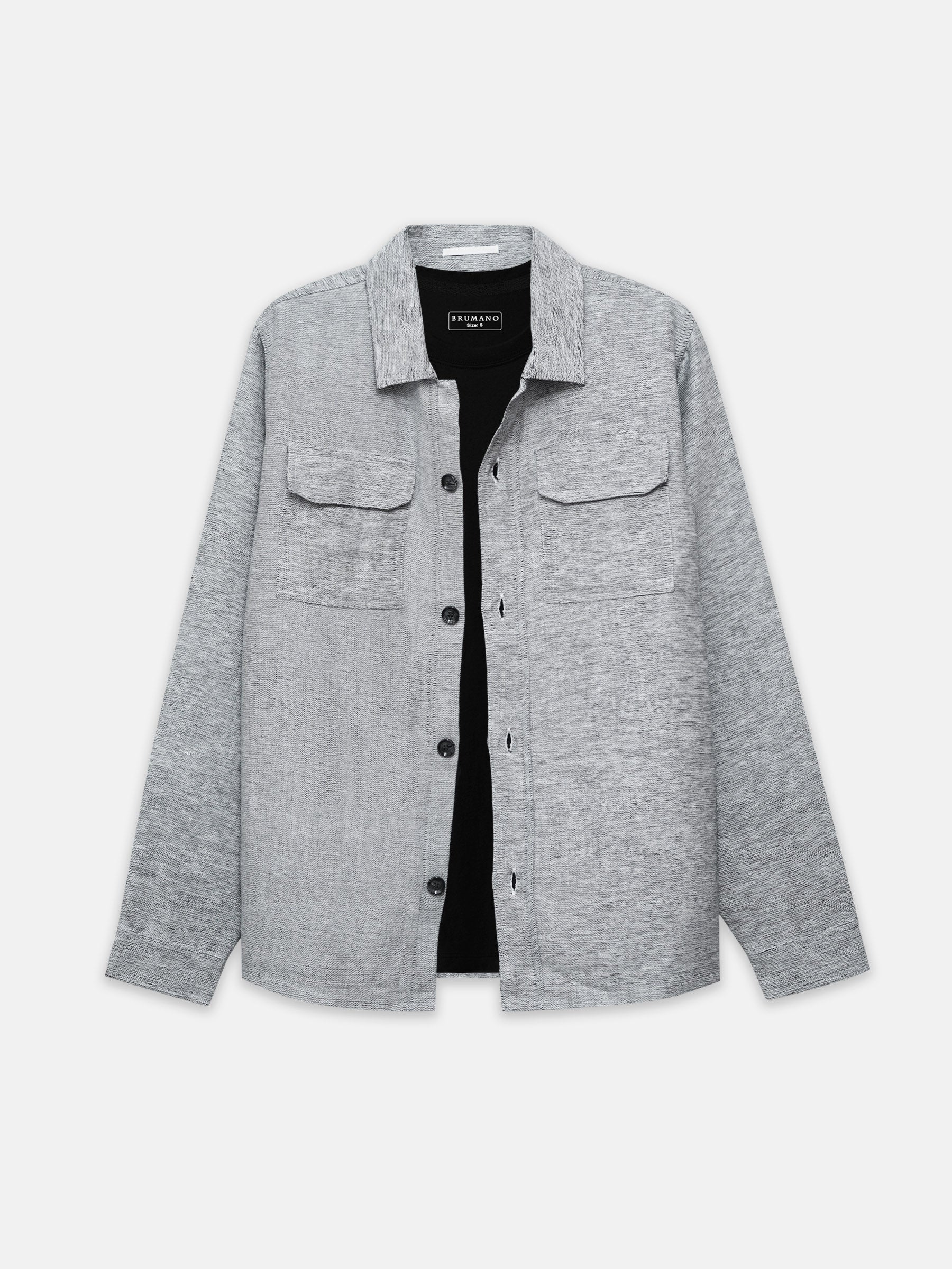 Light Grey Structured Over-Shirt With Front Flap Pockets