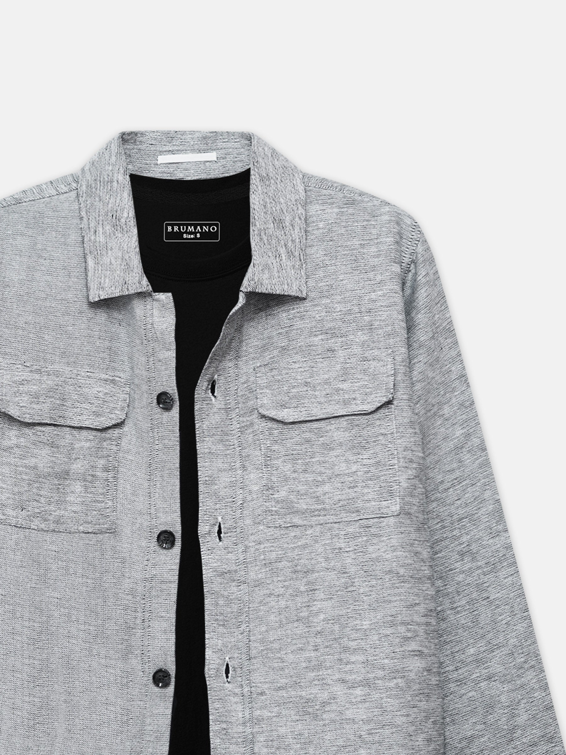 Light Grey Structured Over-Shirt With Front Flap Pockets
