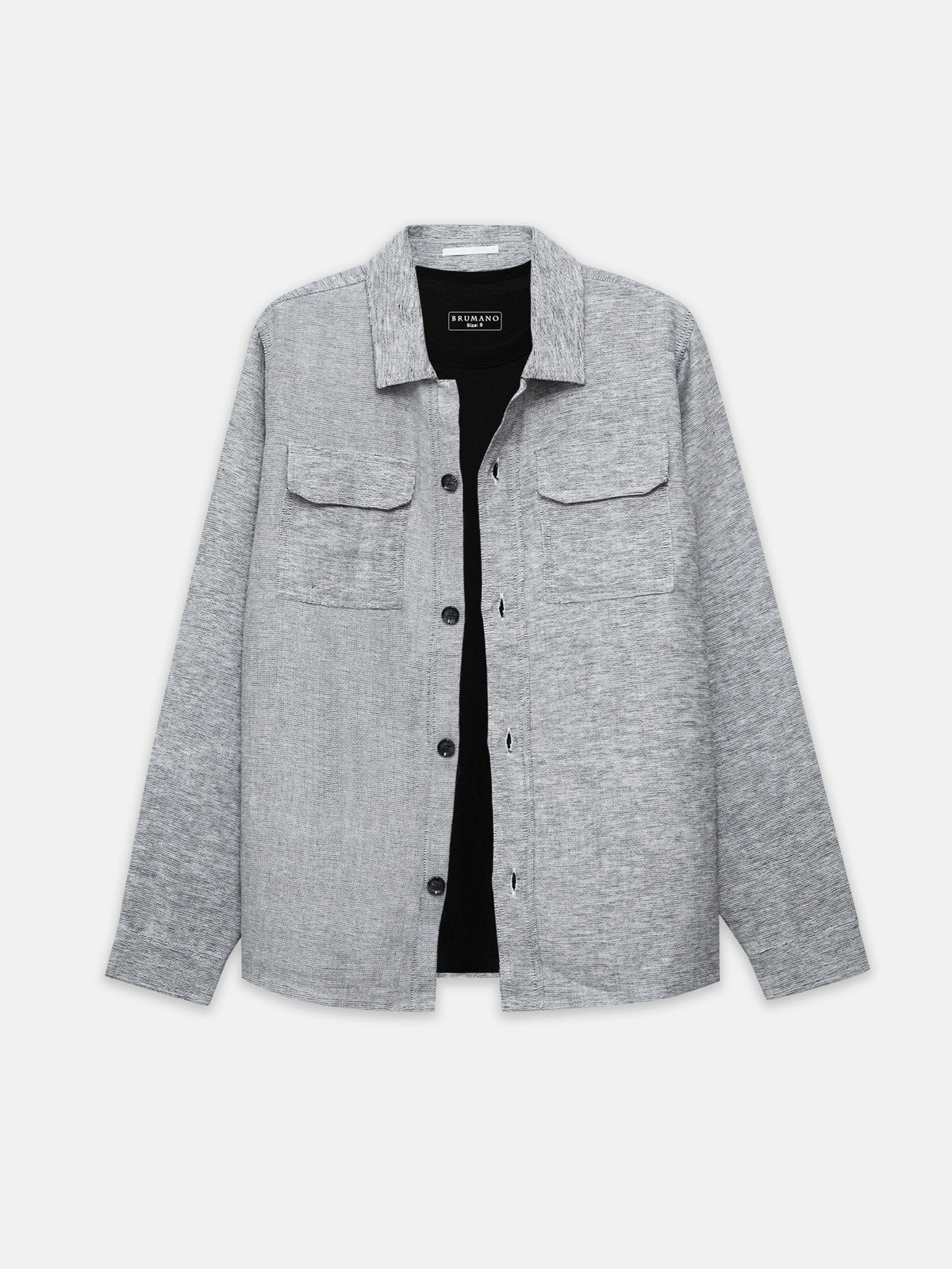 Light Grey Structured Over-Shirt With Front Flap Pockets