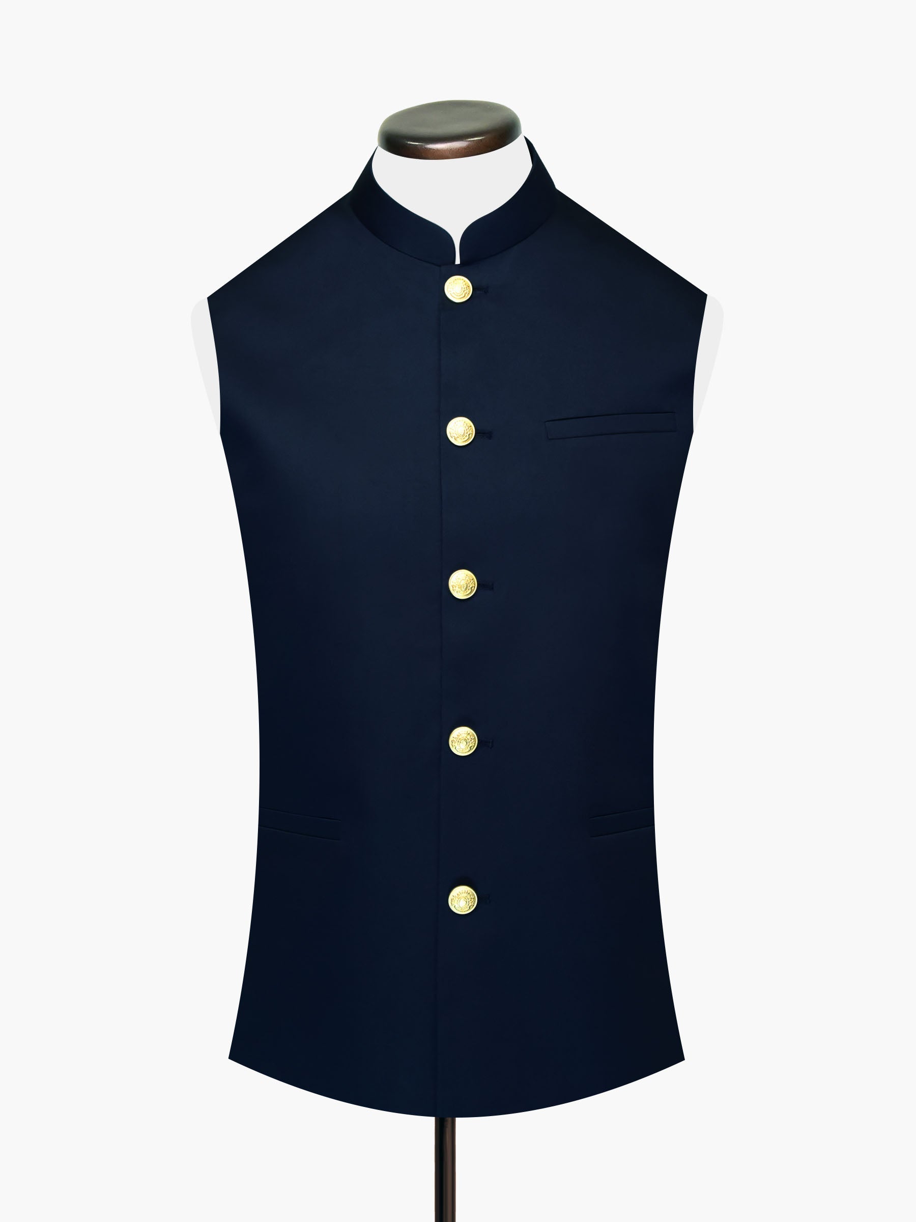 Light Navy Waistcoat With Golden Buttons