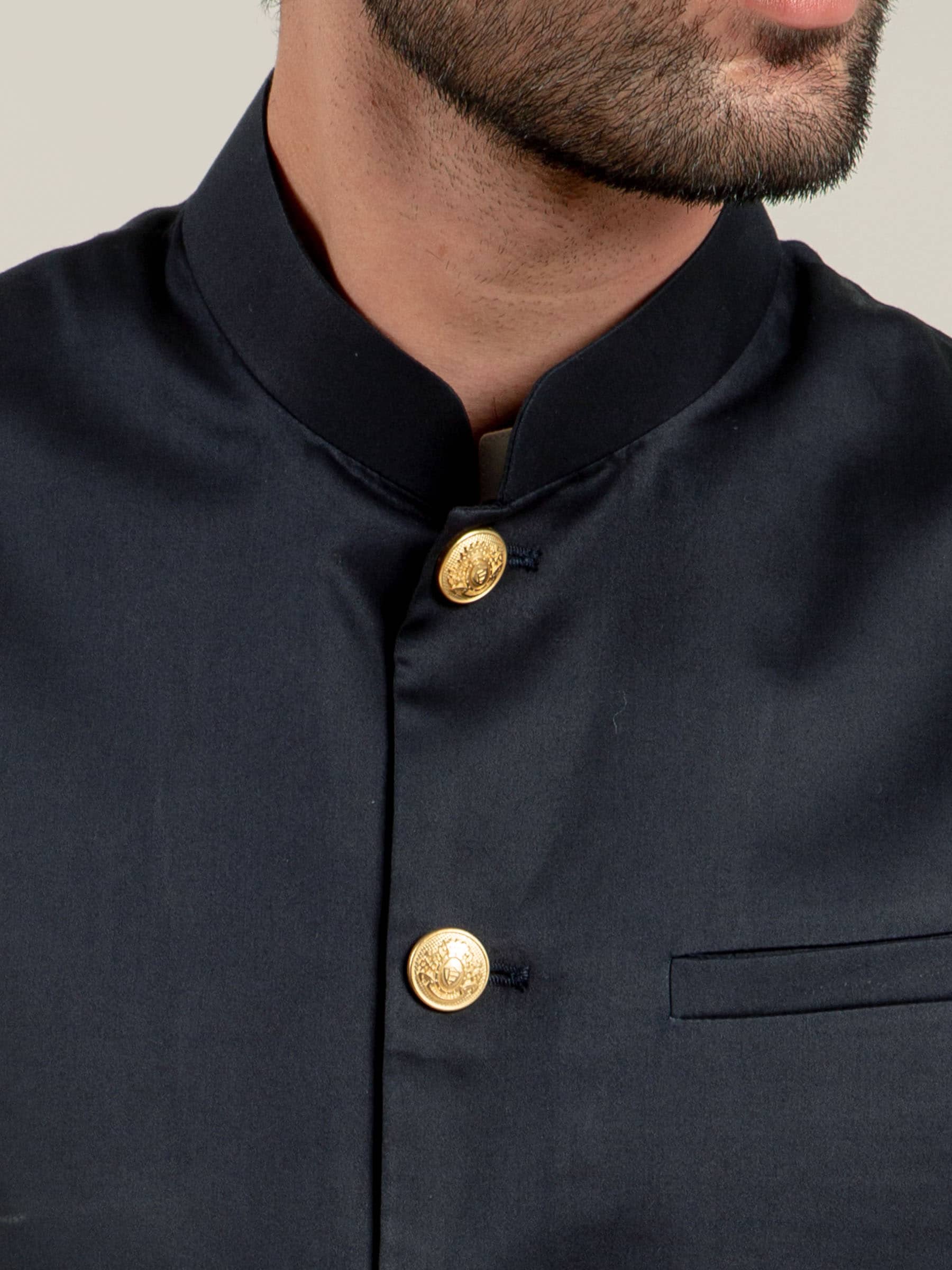 Light Navy Waistcoat With Golden Buttons