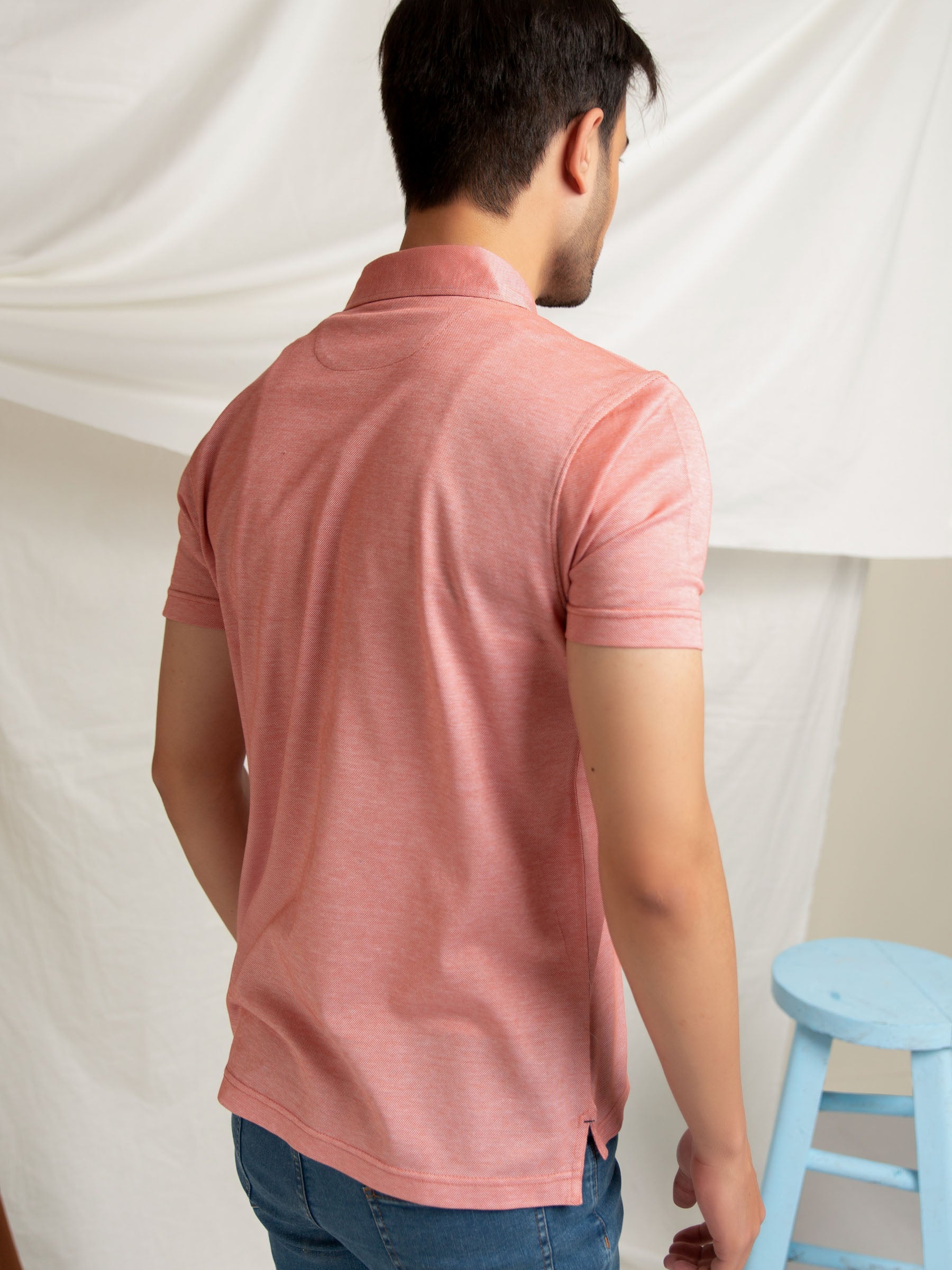 Light Orange Pique Mercerized Polo