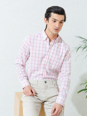 Light Pink Checkered Button Down Shirt