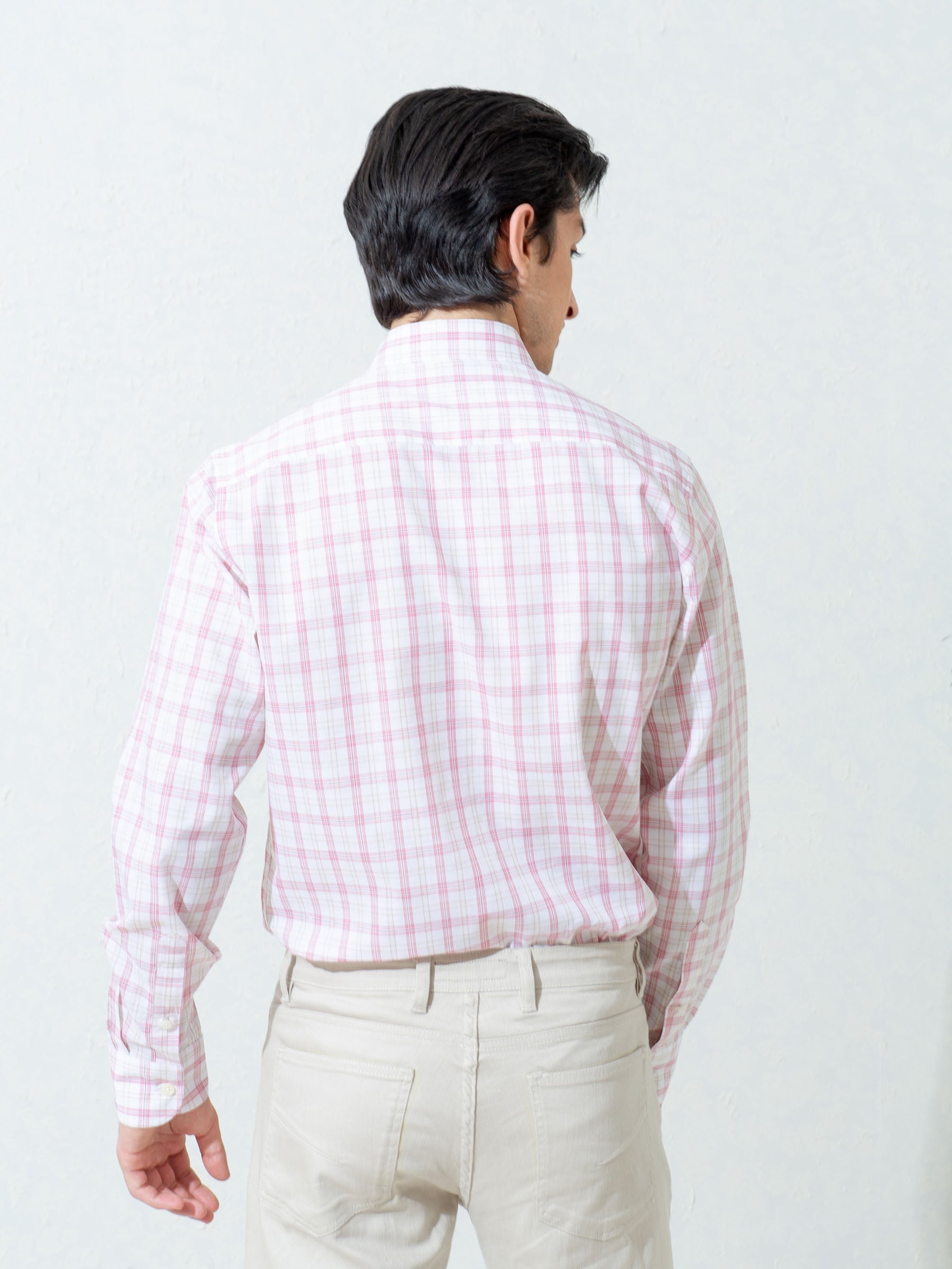 Light Pink Checkered Button Down Shirt