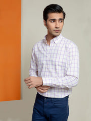 Light Purple Checkered Button Down Shirt