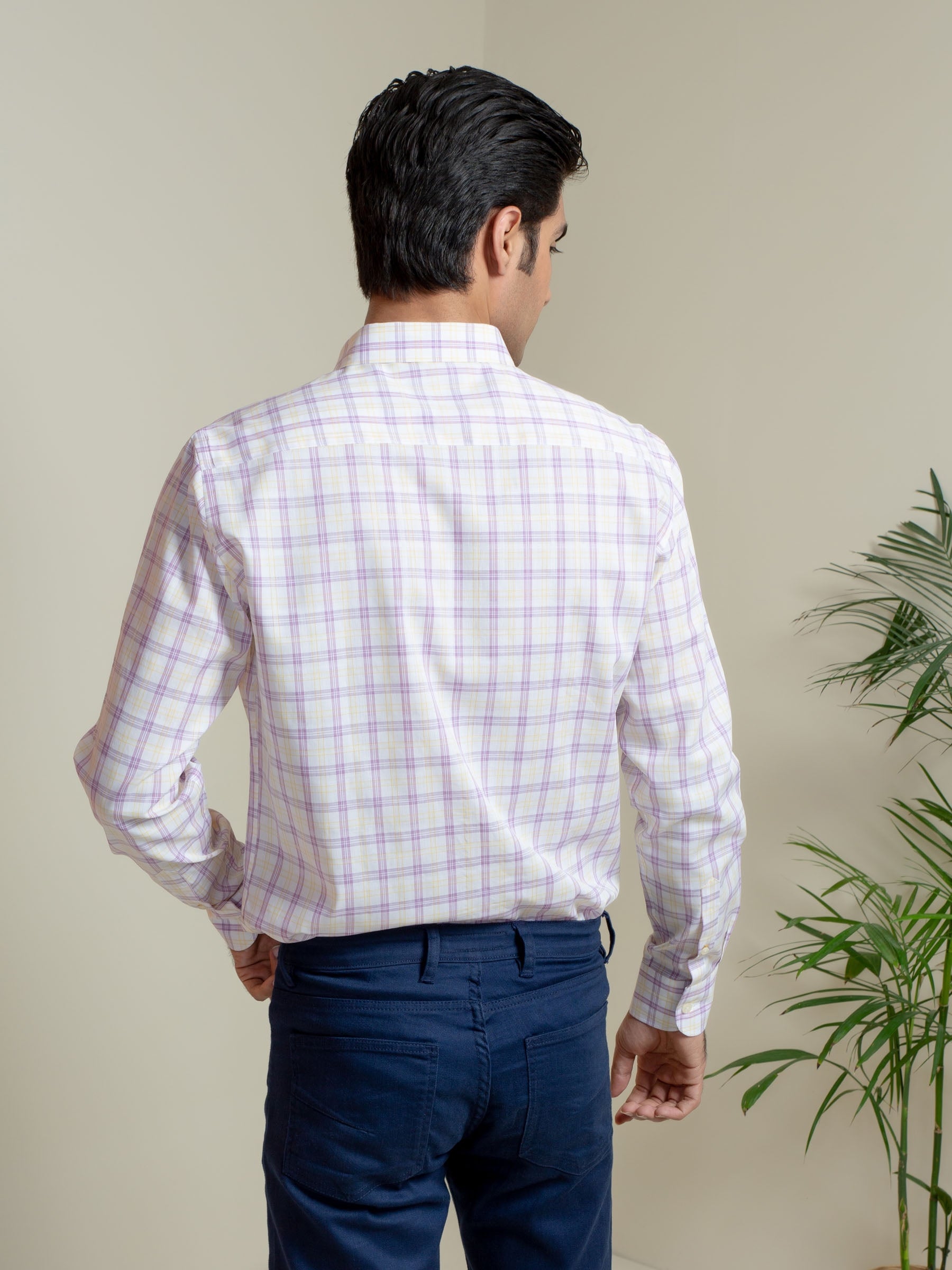 Light Purple Checkered Button Down Shirt