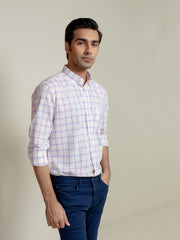 Light Purple Checkered Button Down Shirt
