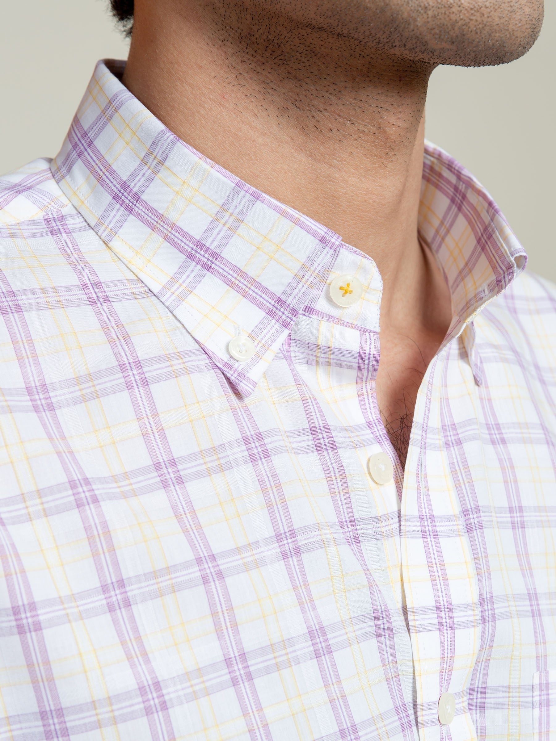 Light Purple Checkered Button Down Shirt