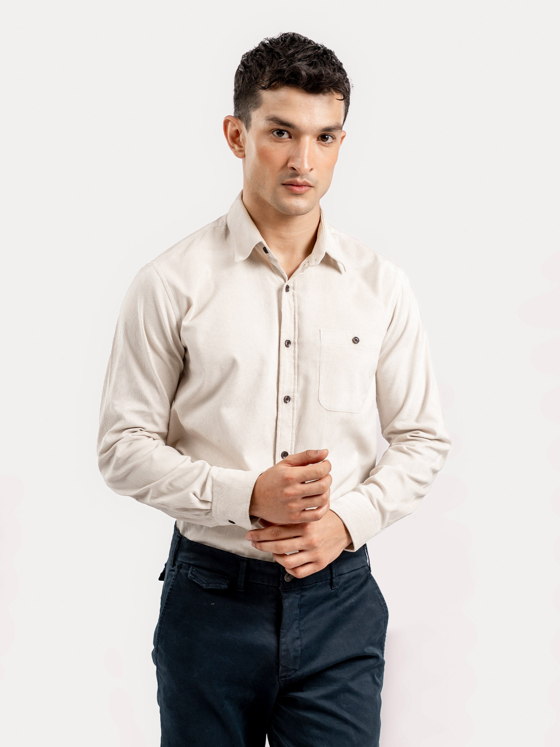 Light Beige Corduroy Shirt