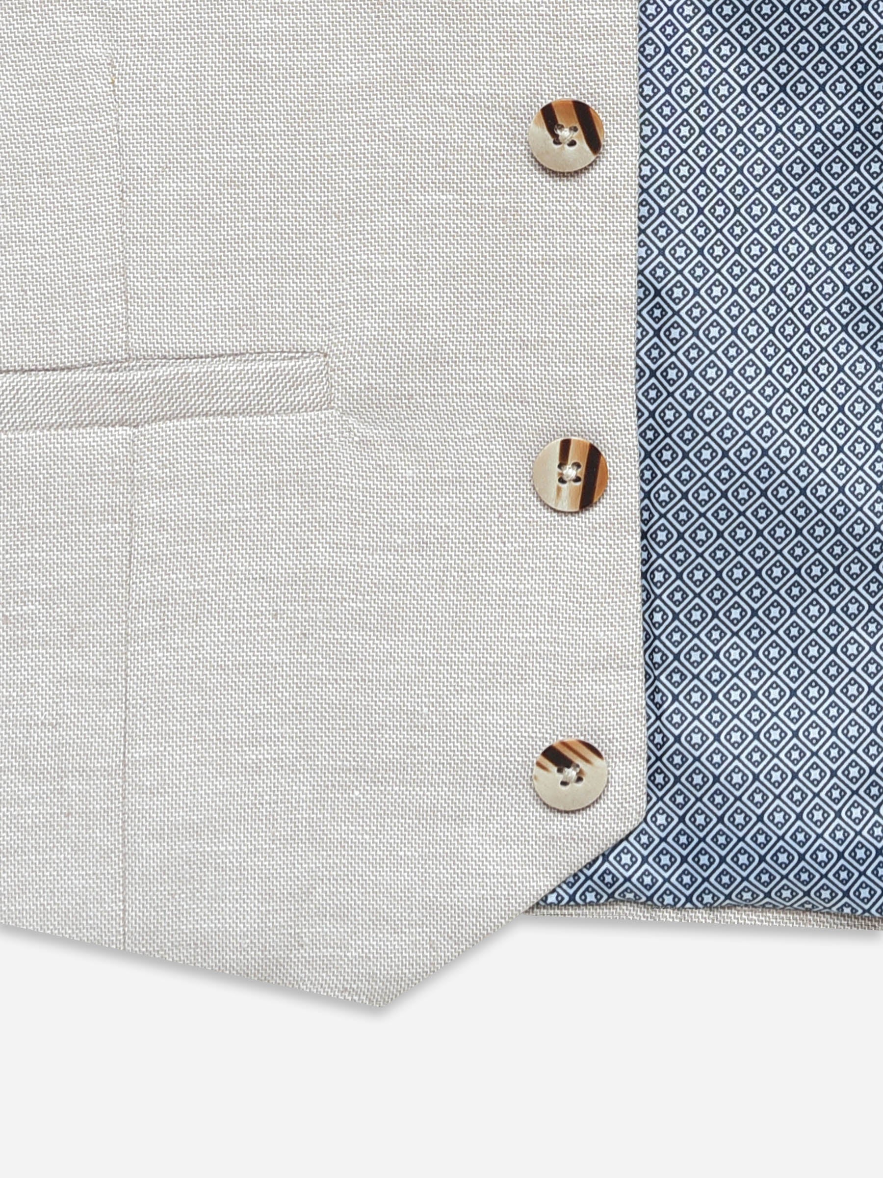 Light Beige Structured Formal Vest With Bow - Junior