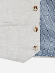 Light Beige Structured Formal Vest With Bow - Junior