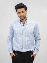 Light Blue Herringbone Striped Formal Shirt