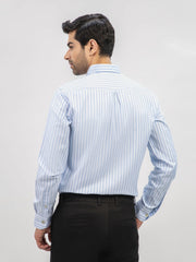 Light Blue Herringbone Striped Formal Shirt