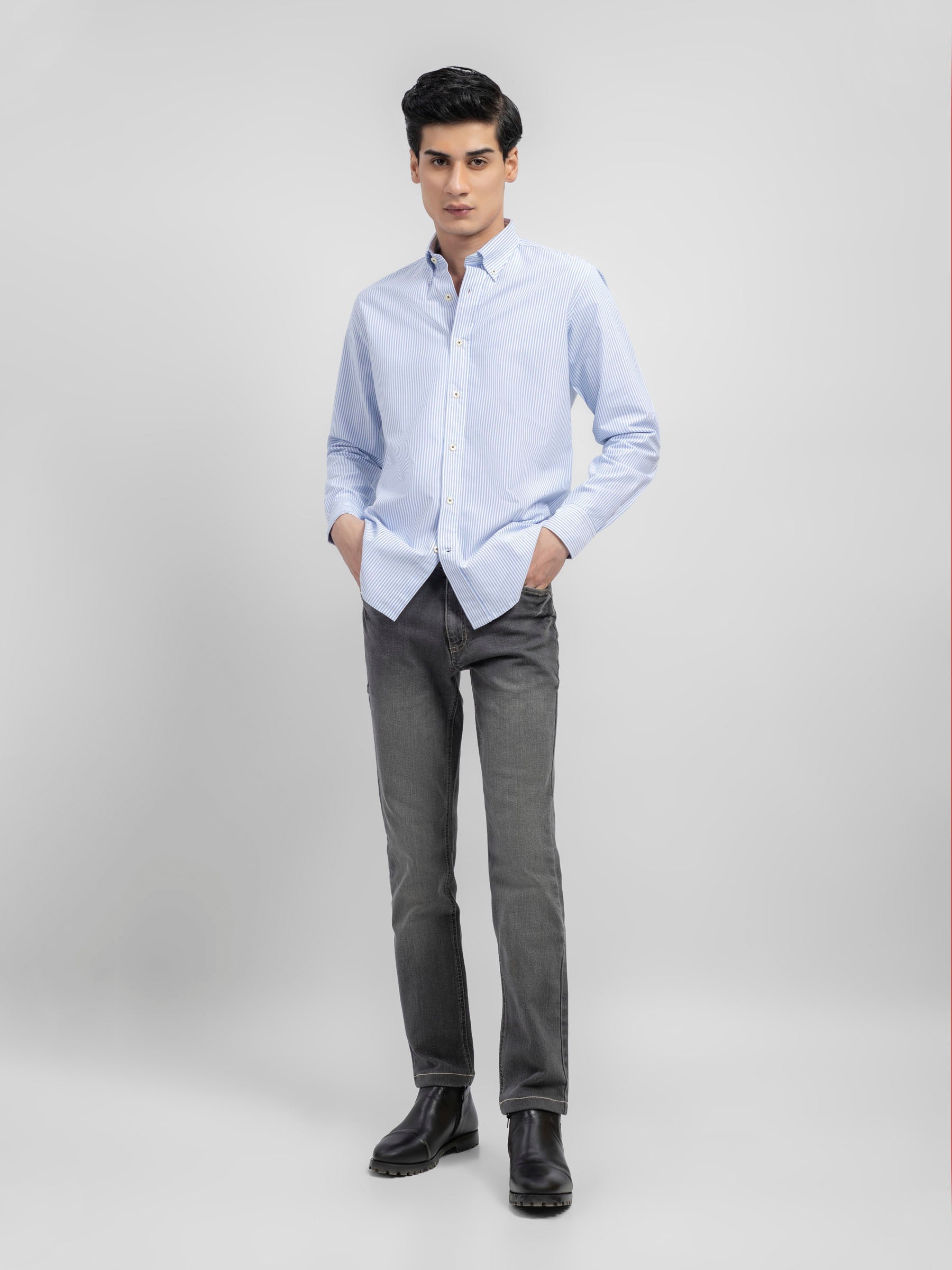 Light Blue Oxford Striped Shirt