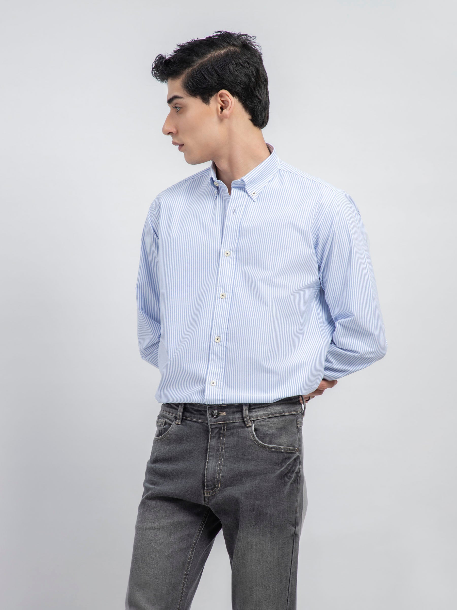 Light Blue Oxford Striped Shirt