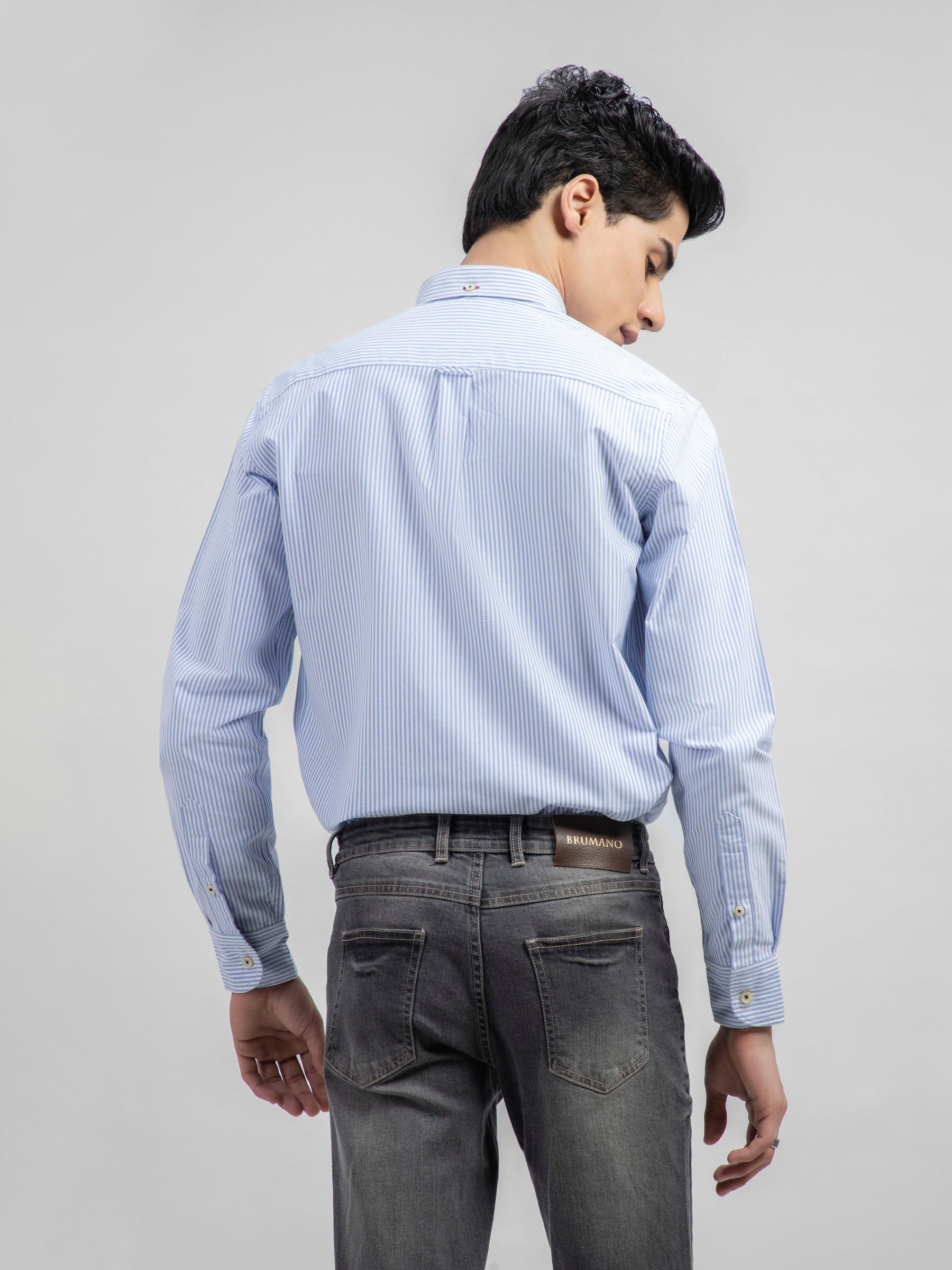 Light Blue Oxford Striped Shirt