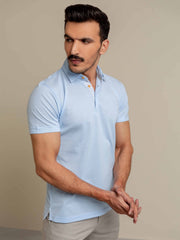 Light Blue Pique Mercerized Polo