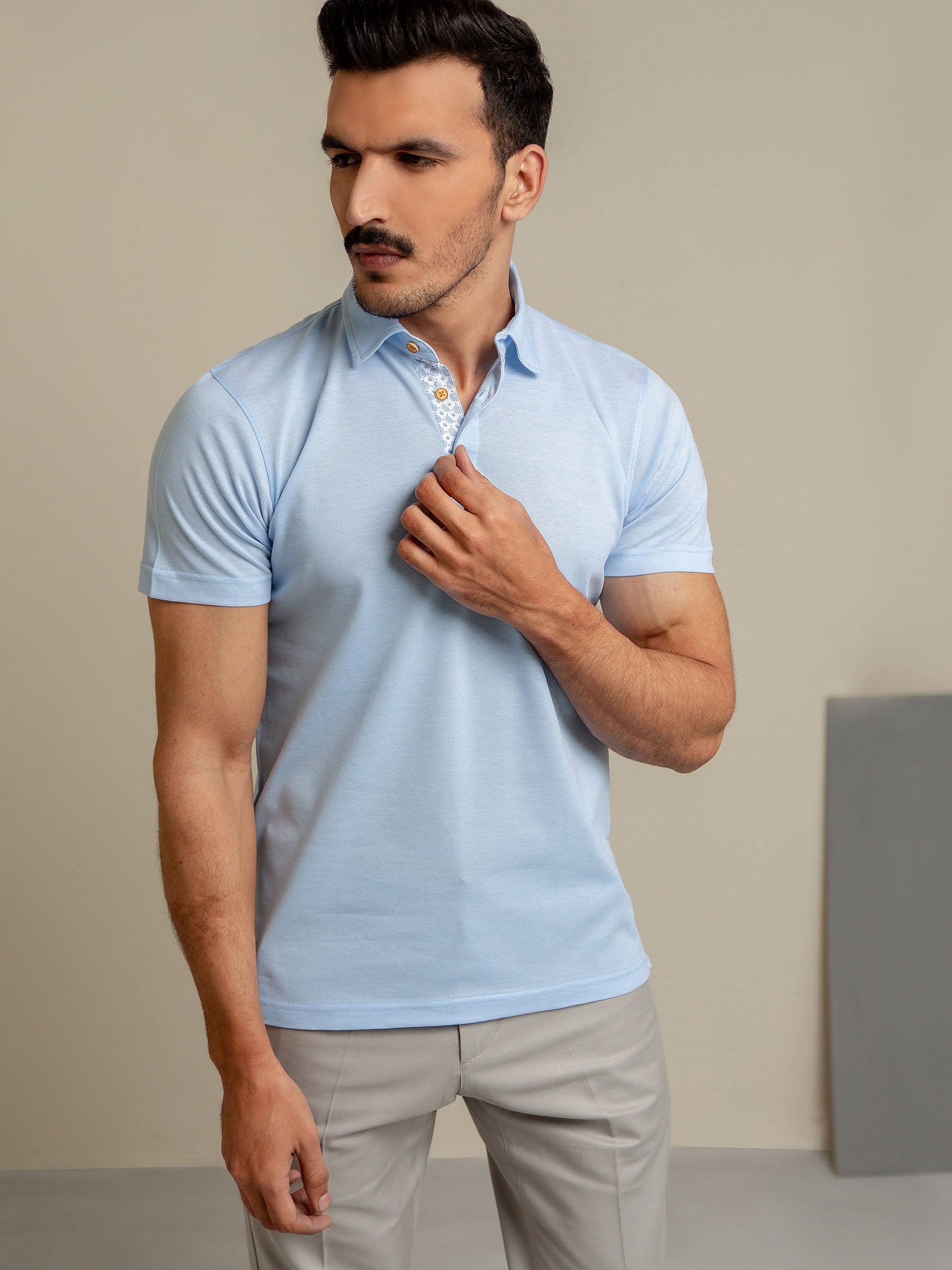 Light Blue Pique Mercerized Polo