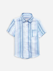 Light Blue Striped Half Sleeve Casual Shirt