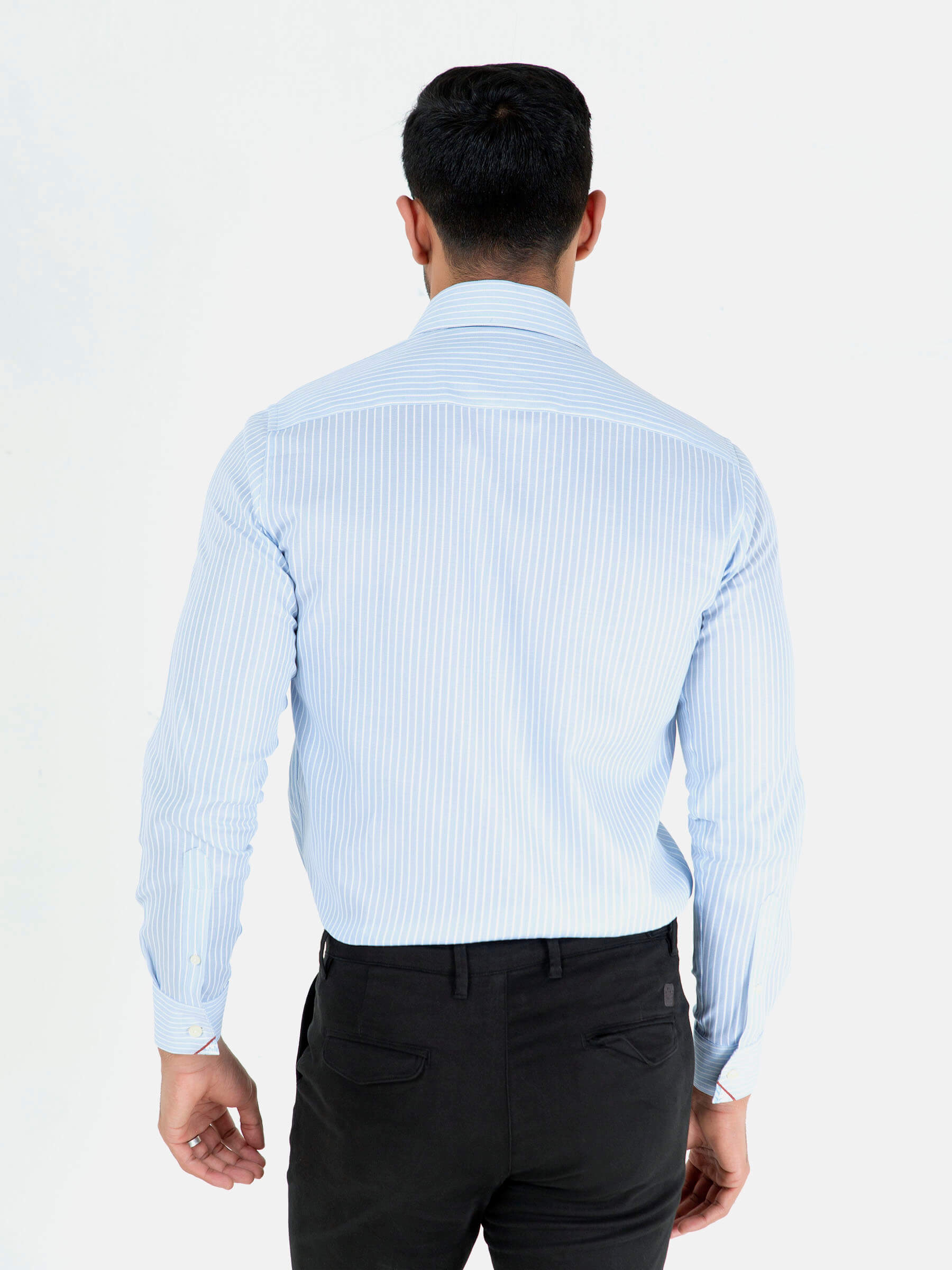 Light Blue Striped Structured Formal Shirt