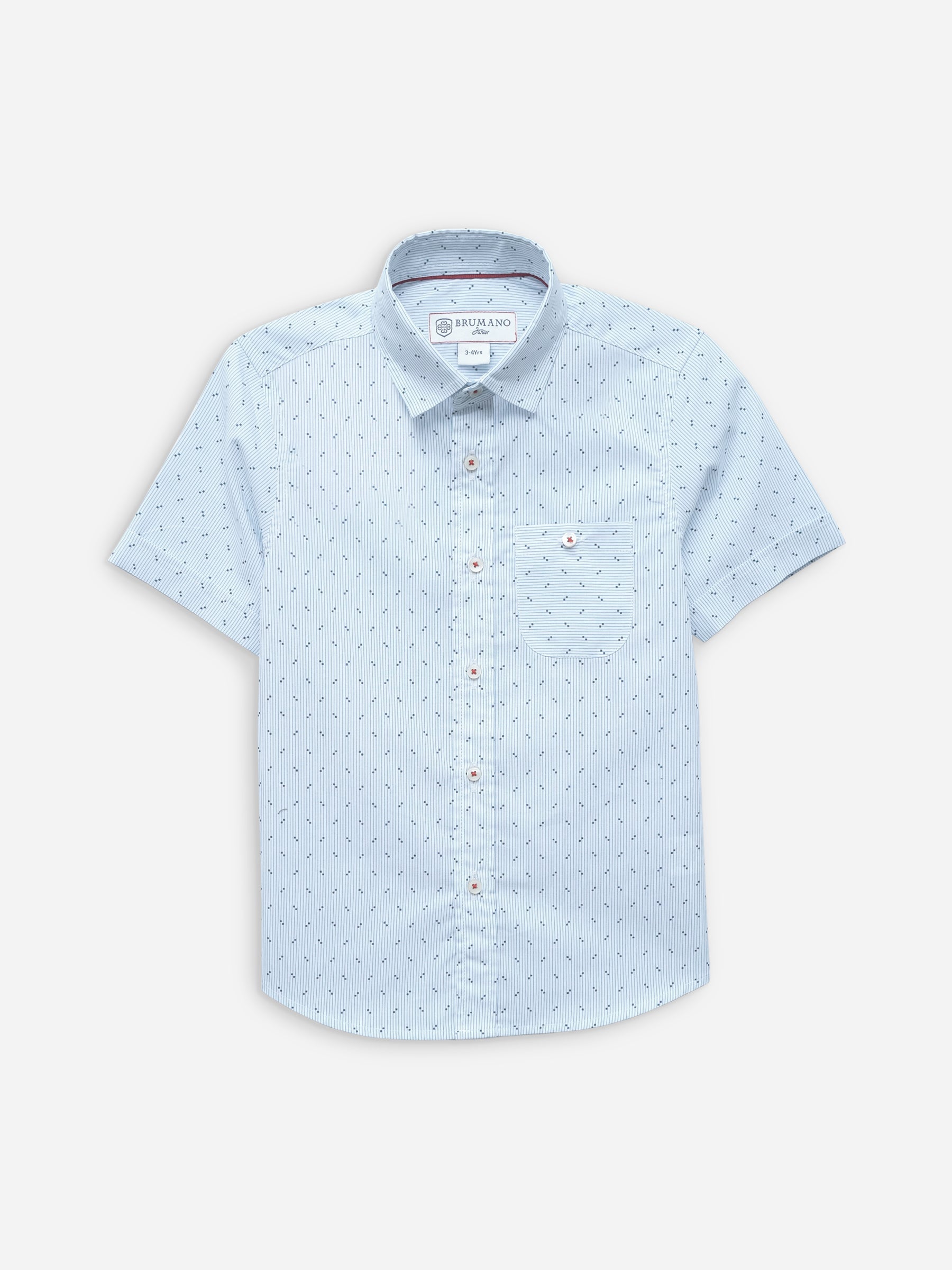 Light Blue Striped & Printed Half Sleeve Casual Shirt