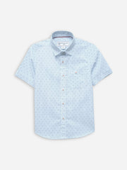 Light Blue Striped & Printed Half Sleeve Casual Shirt