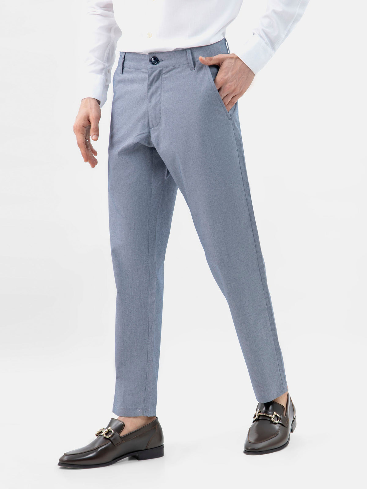 Light Blue Structured Casual Fit Chinos