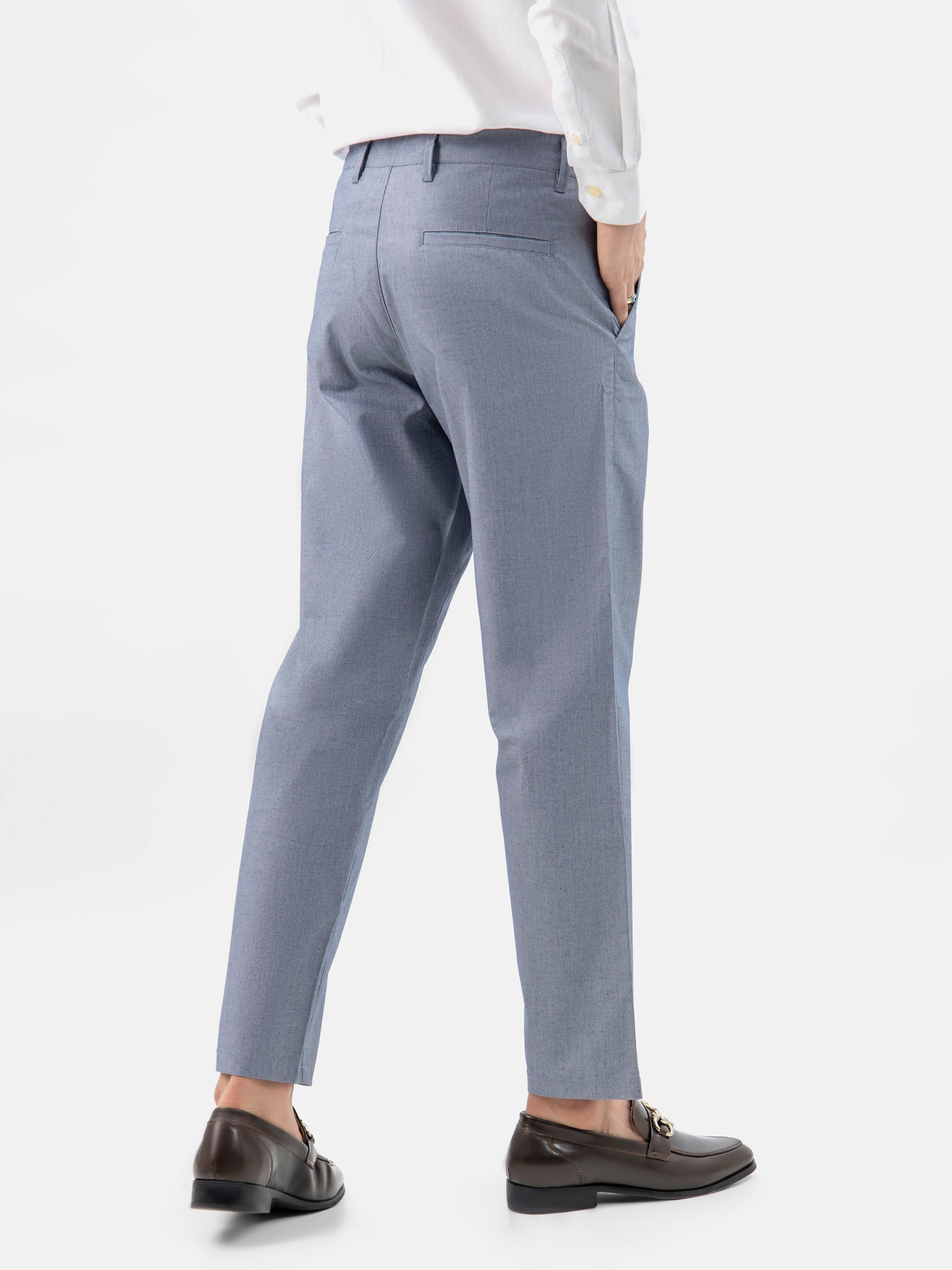 Light Blue Structured Casual Fit Chinos