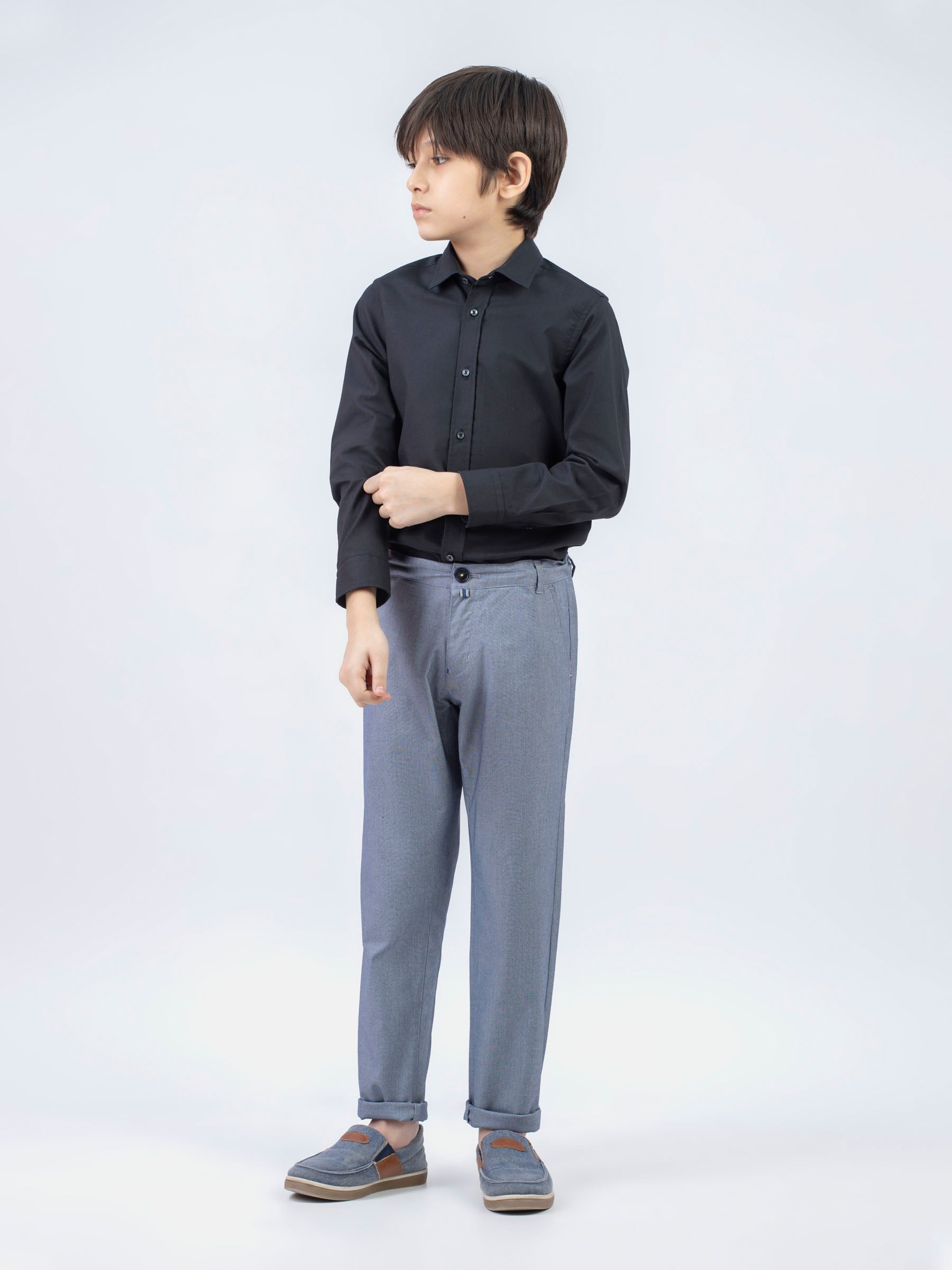 Light Blue Structured Casual Trouser