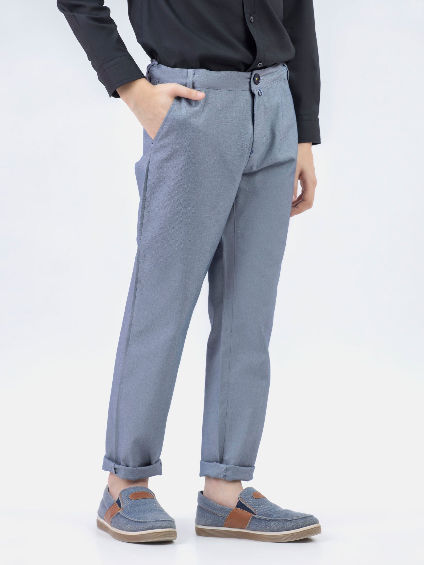 Light Blue Structured Casual Trouser