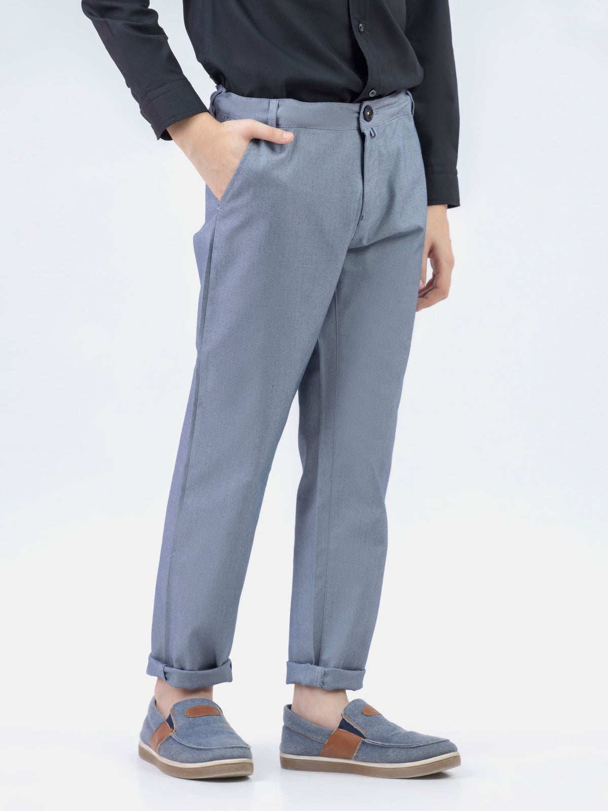Light Blue Structured Casual Trouser