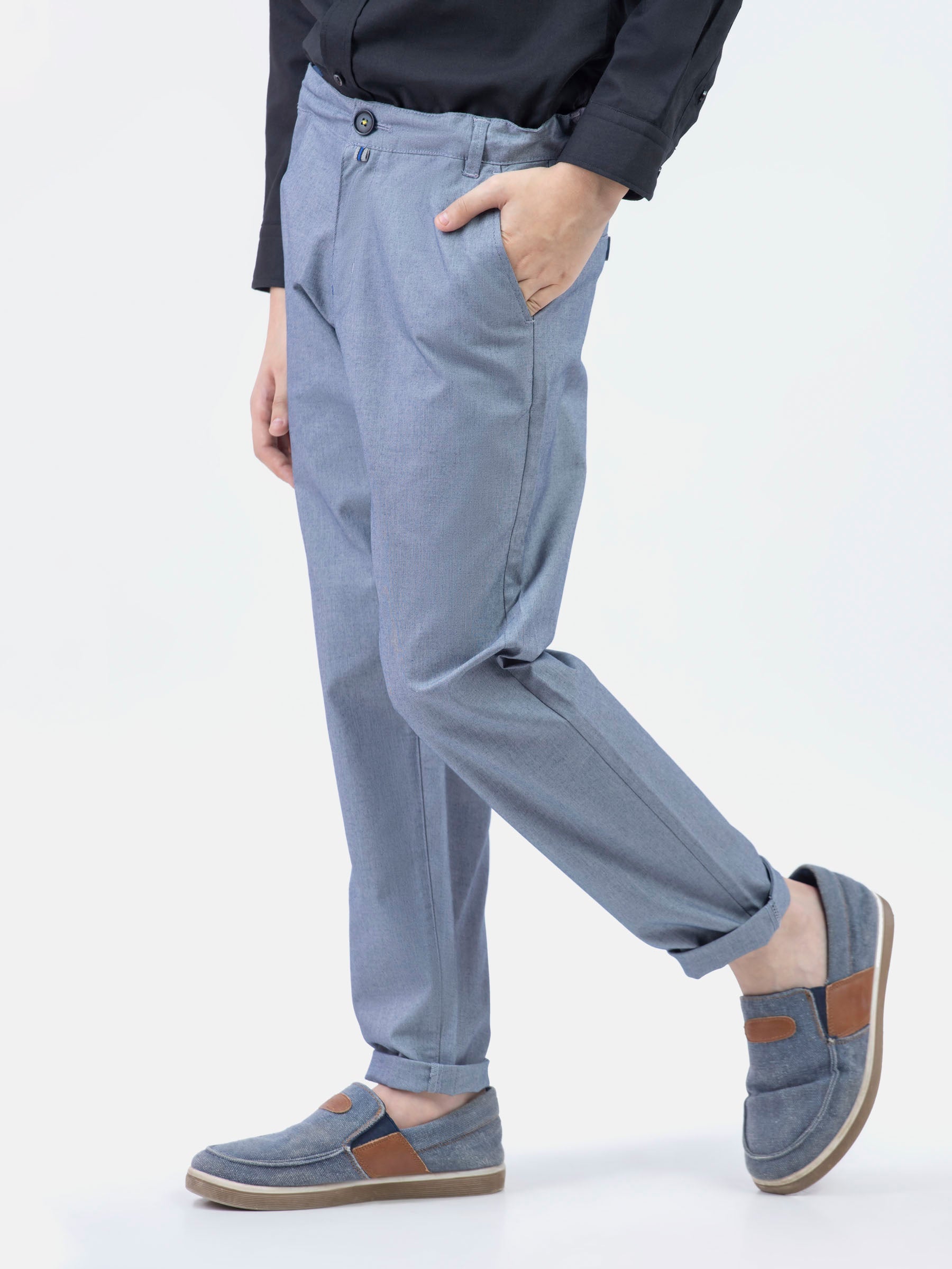Light Blue Structured Casual Trouser